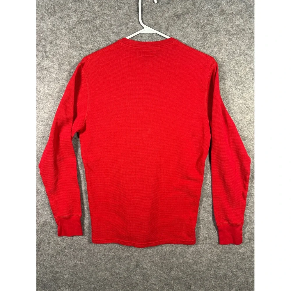 Polo Ralph Lauren Red Waffle Knit Long Sleeve Shirt Mens Small Cotton‎